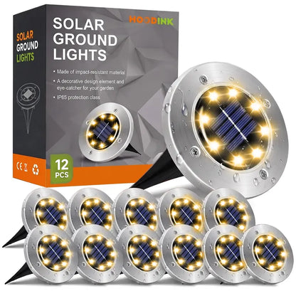 Hoodink Solar Lights Outdoor, Solar Ground Lights for Outside Waterproof, Solar Garden Lights Landscape Lighting for Patio Pathway Lawn Yard Deck Driveway Walkway, Cold White,dorm essentials,home decor,home essentials,camping essentials